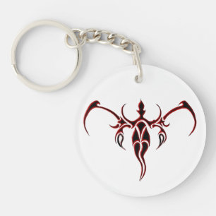 Porte-clefs Mandala d'éléphant tribal orné noir et rouge