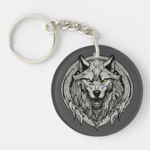 Porte-clefs Mandala du Loup Féroce : Symbole de Force