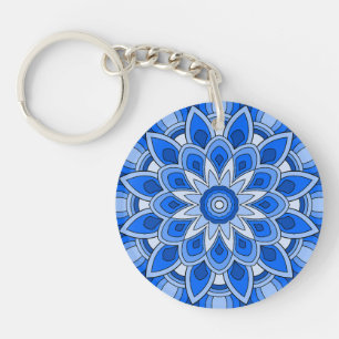 Porte-clefs Mandala en bleu