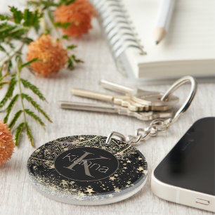 Porte-clefs Mandala enchanteur avec Gold Stars Personnalisé