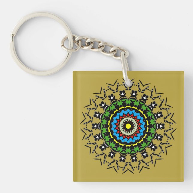 Porte-clefs Mandala Floral Sans Couture (Devant)