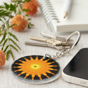 Porte-clefs Mandala Kaléidoscope du Soleil Radieux Art