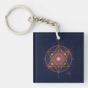 Porte-clefs Mandala Lumineux de l'Harmonie Dorée