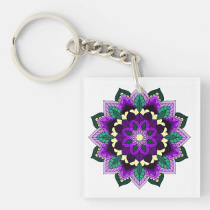 Porte-clefs Mandala Motif 02 en violet
