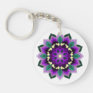 Porte-clefs Mandala Motif 02 en violet