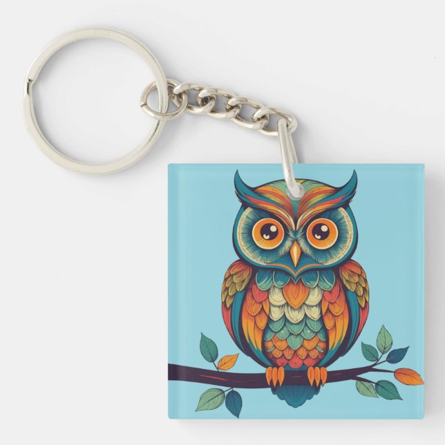 Porte-clefs Mandala Owl (Devant)