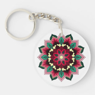 Porte-clefs Mandala Pattern 02 in deep pink