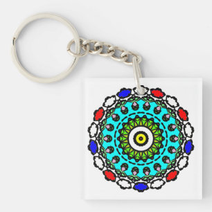 Porte-clefs Mandala Zen Turquoise