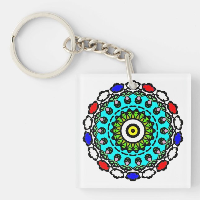 Porte-clefs Mandala Zen Turquoise (Devant)