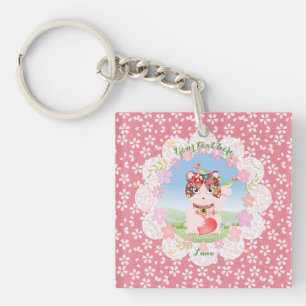 Porte-clefs Maneki Neko Lucky Luna Carré