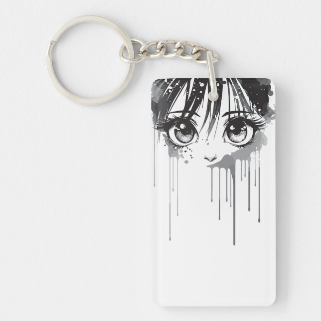 Porte-clefs Manga Girl avec le regard peint trempé (Devant)