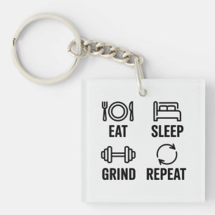 Porte-clefs Manger. Dormir. Bûcher. Répéter
