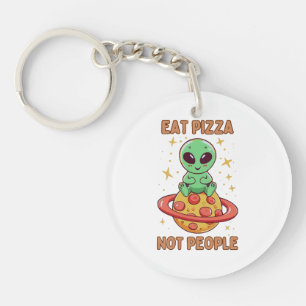 Porte-clefs Mangez de la pizza pas des gens