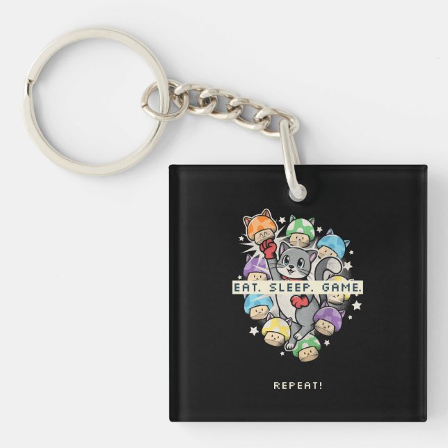 Porte-clefs Mangez, Dormir, Jeu, Répéter (Devant)