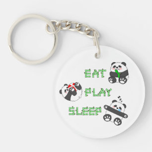 Porte-clefs Mangez Jouer Sleep Cute Baby Panda Vie Confortable