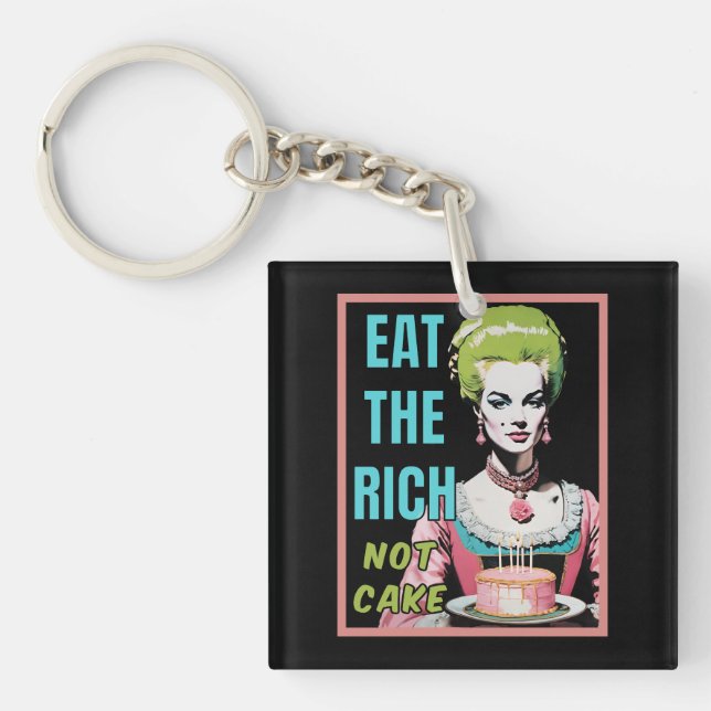 Porte-clefs Mangez les riches, pas le gâteau (Devant)