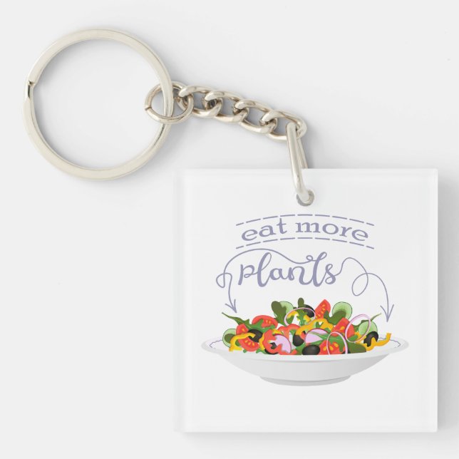 Porte-clefs Mangez plus de plantes frais motivation salade let (Devant)