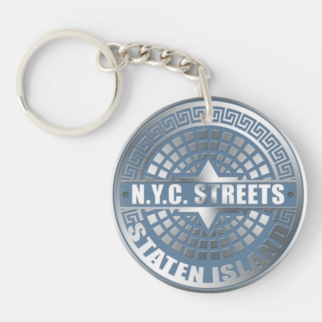 Porte-clefs Manhole Staten Island Blue (Devant)