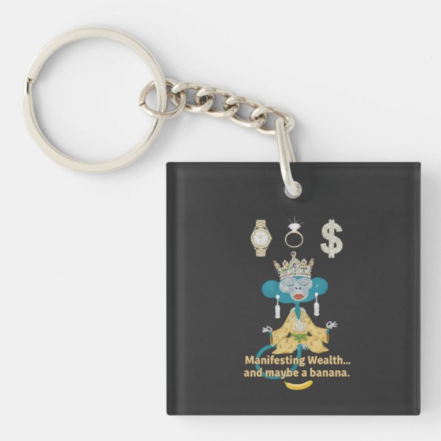 Porte-clefs Manifesting Wealth Monkey zen art  (Devant)