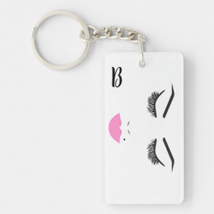 Porte-clefs Maquillage de beauté cils et lèvres roses Chic