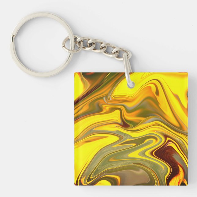 Porte-clefs Marble Waves Yellow Digital Paper-55448 (Devant)