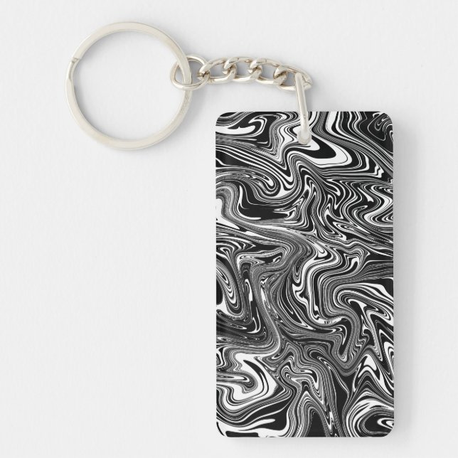 Porte-clefs Marbre Abstrait noir et blanc liquide (Devant)