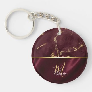 Porte-clefs Marbre Bourgogne Or & Monogramme Satin