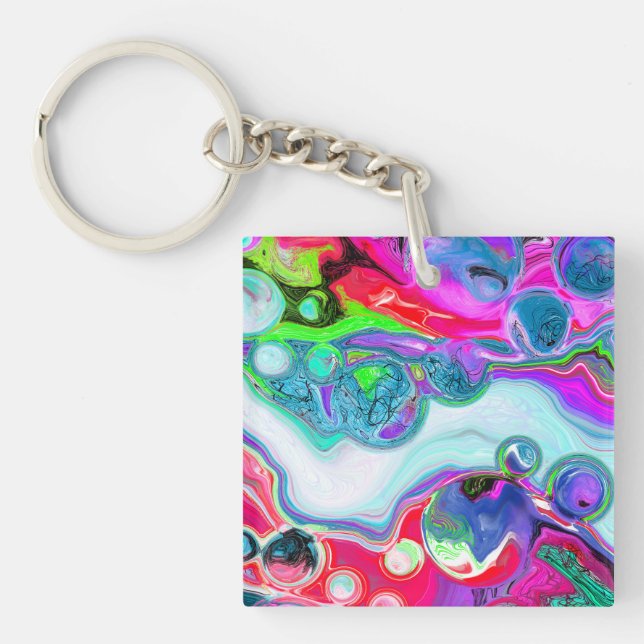 Porte-clefs Marbre coloré Fluid Art (Devant)