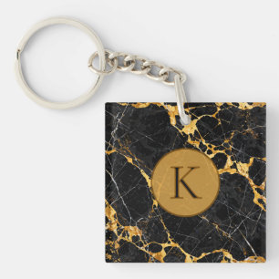 Porte-clefs Marbre de luxe Noir Or Nero Portoro Design
