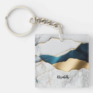 Porte-clefs Marbre de pierre de turquoise blanche Cool or