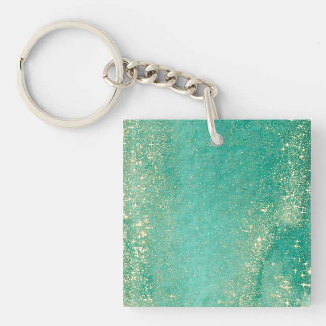 Porte-clefs Marbre doré vert d'océan (Devant)