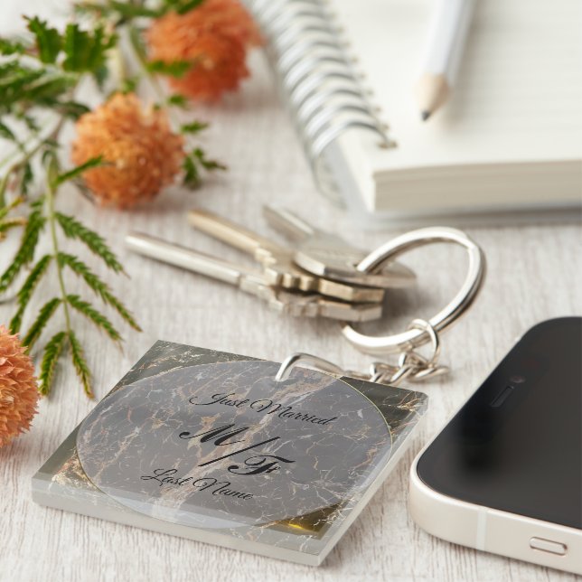 Porte-clefs Marbre élégant personnalisé (Devant Droit)