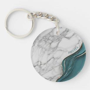 Porte-clefs Marbre élégant personnalisé sarcelle foncé or