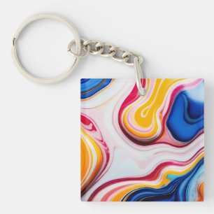 Porte-clefs Marbre faux bleu rose jaune blanc tendance