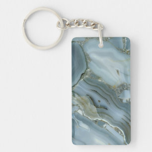 Porte-clefs Marbre Gris Bleu avec Veine d'Or