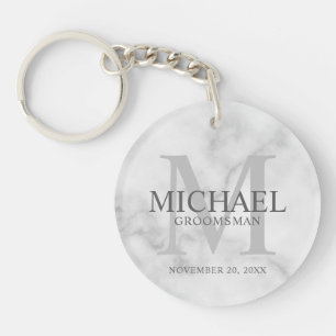 Porte-clefs Marbre Groomsmen personnalisé nom et monogramme
