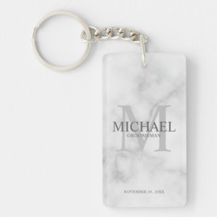 Porte-clefs Marbre Groomsmen personnalisé nom et monogramme