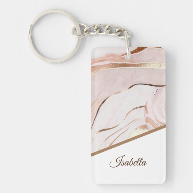 Porte-clefs Marbre moderne Luxe Rose or (Devant)
