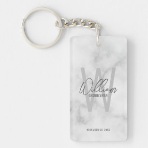 Porte-clefs Marbre moderne Script Personnalisé Groomsmen