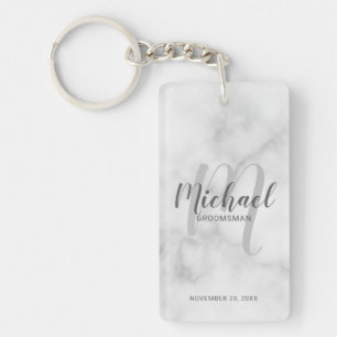 Porte-clefs Marbre moderne Script Personnalisé Groomsmen