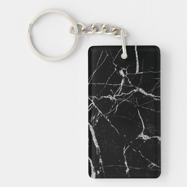 Porte-clefs Marbre noir et argenté vif (Devant)