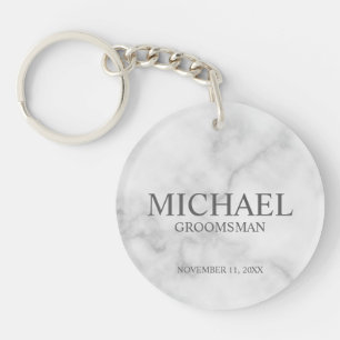 Porte-clefs Marbre Nom et monogramme du Groomsman personnalisé