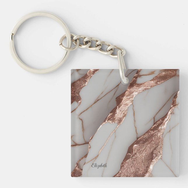Porte-clefs Marbre Pailleté Cuivre Tendance (Devant)