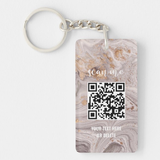 Porte-clefs Marbre violet or Votre logo QR Code Entreprise (Devant)