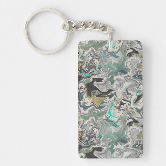 Porte-clefs Marbrure de pierre avec veines de turquoise Acryli (Devant)