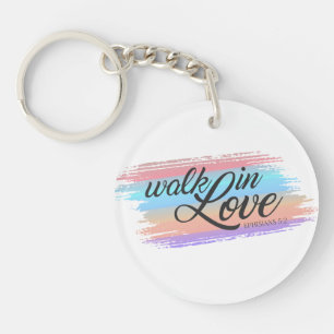 Porte-clefs Marche dans l'amour Citation de la Bible Valentine
