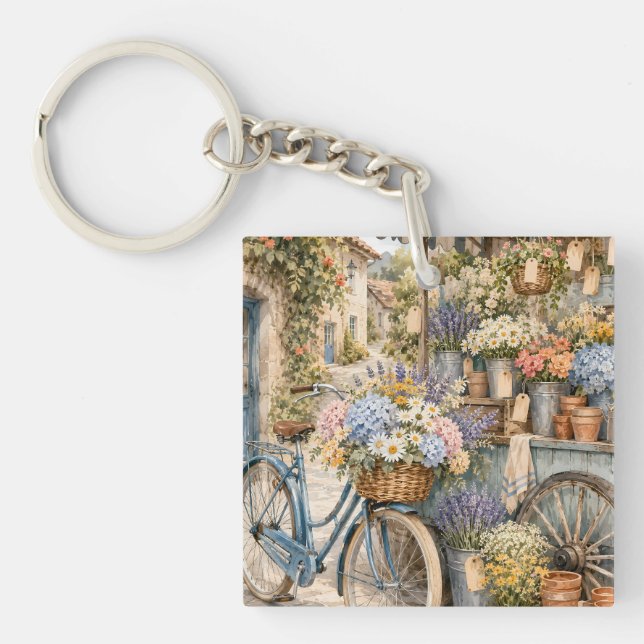 Porte-clefs Marché de fleurs Bloomcore avec bicyclette (Devant)