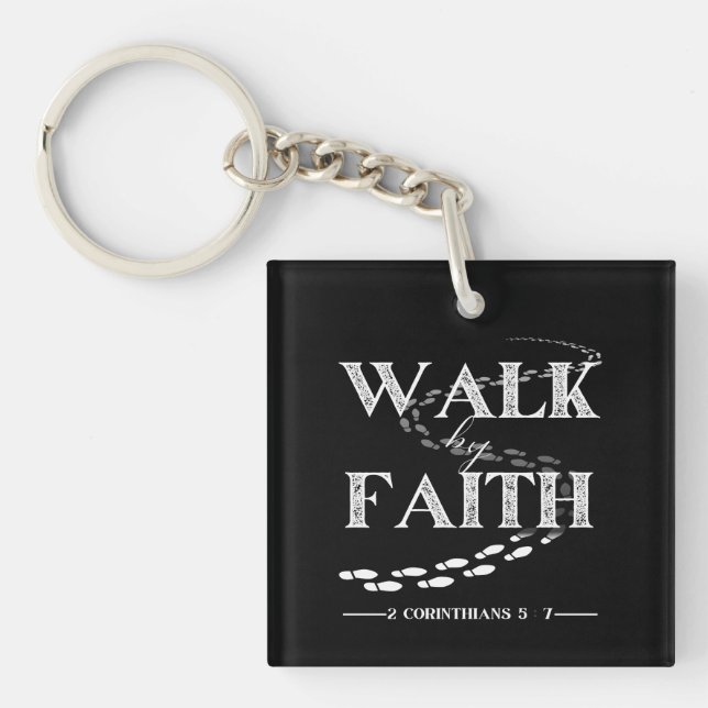 Porte-clefs Marchez par la foi – 2 Corinthiens 5:7 (Devant)