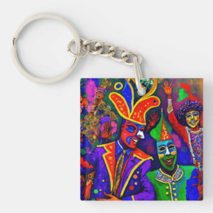 Porte-clefs Mardi Gras New Orleans Art Abstrait