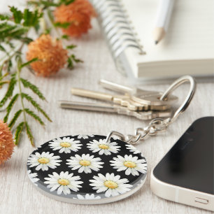 Porte-clefs Marguerites à points jaunes
